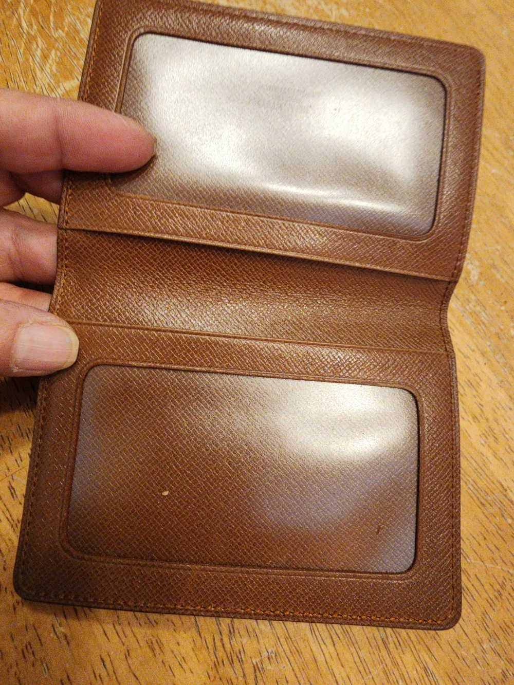 Louis Vuitton Mono Wallet Card Pass Case, designed with a brown monogram canvas